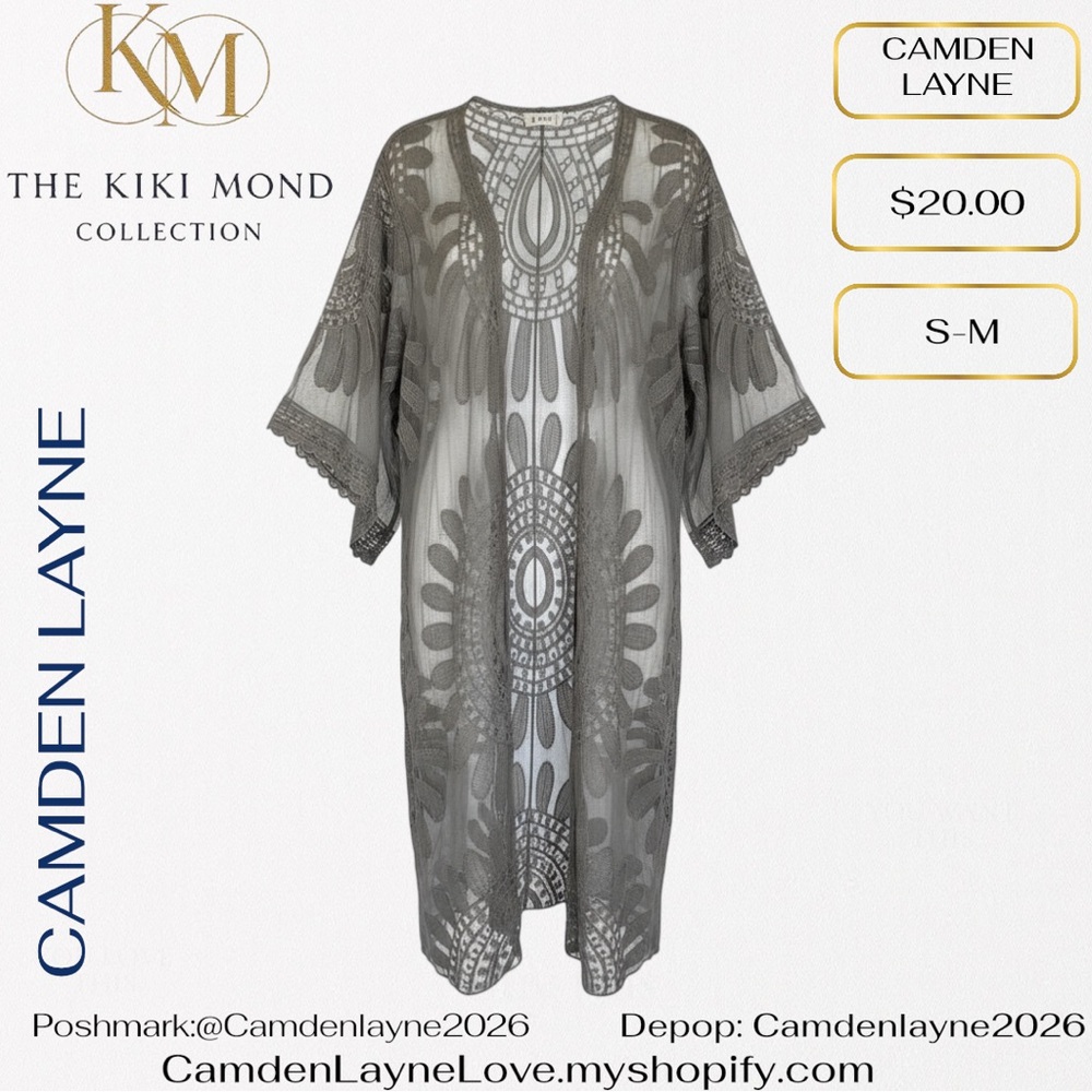 Camden Layne Gray Lace Kimono - Picture 5 of 5